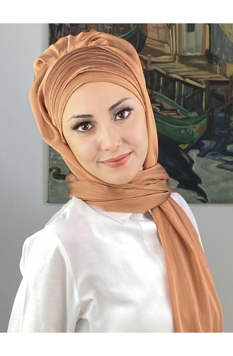 Topkapı Çapraz Drapeli Fransız Şifon Hazır Şal SBT4SAL15-07 Bakır Rengi