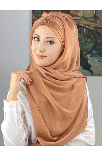 Topkapı Çapraz Drapeli Fransız Şifon Hazır Şal SBT4SAL15-07 Bakır Rengi