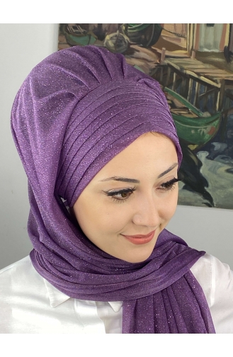 Turban Pret-a-Porter Couleur Lilas 4SAL44-01