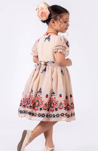 Beige Children`s Dress 2494FRFR-01