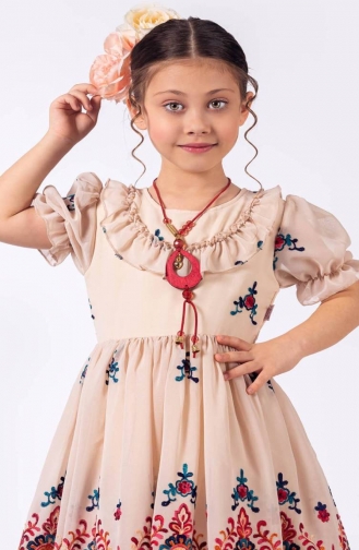 Beige Children`s Dress 2494FRFR-01