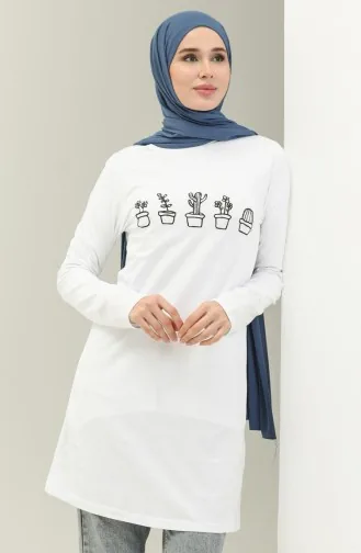 Printed Tunic 6001-03 White 6001-03