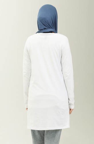 Baskılı Tunik 6001-03 Beyaz