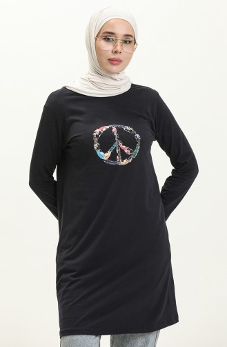 Bedruckte Tunika 6020-02 Dunkelblau 6020-02