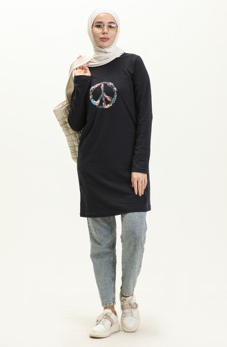 Bedruckte Tunika 6020-02 Dunkelblau 6020-02