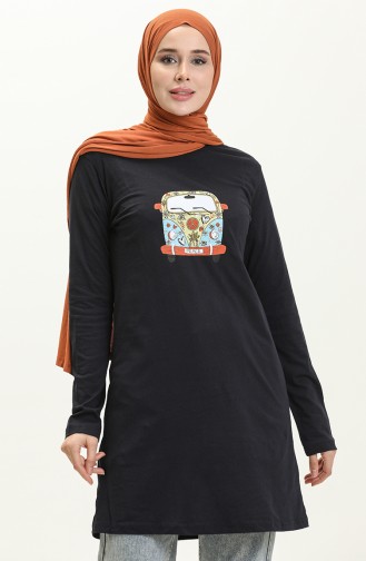 Baskılı Tunik 6035-03 Lacivert
