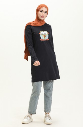 Baskılı Tunik 6035-03 Lacivert