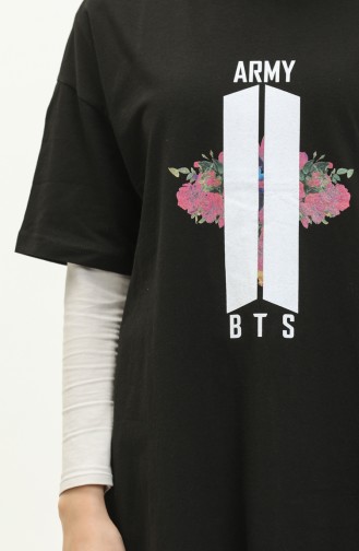 Baskılı Tshirt 4002-01 Siyah