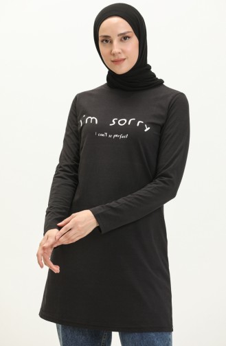 Letter Pattern Sports Tunic 6000-01 Black 6000-01