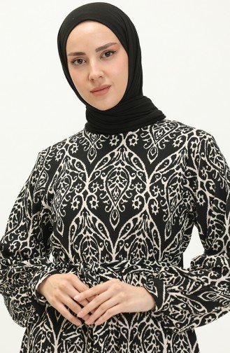 Printed Belted Dress 23K8796-01 Black 23K8796-01