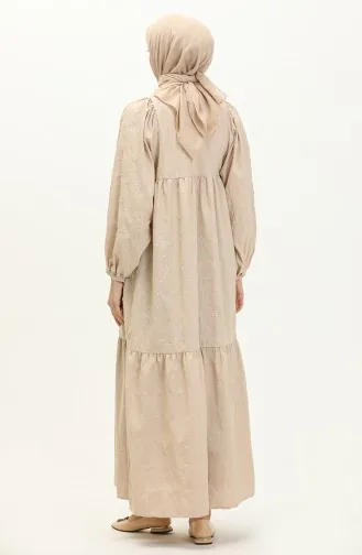 Besticktes Kleid mit elastischen Ärmeln  24Y8986-01 Stein 24Y8986-01