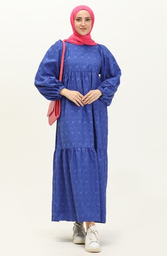 فستان بأكمام مطاطي 24Y8986-03 أزرق ملكي 24Y8986-03