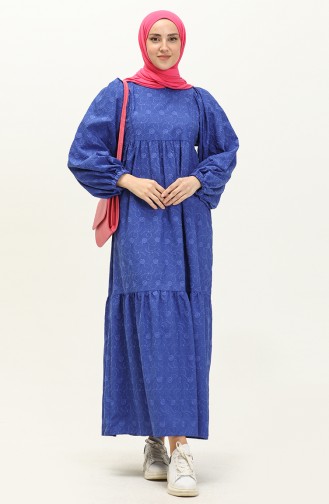 Robe Brodée Manches élastiques 24Y8986-03 Bleu Roi 24Y8986-03