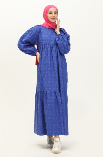 Robe Brodée Manches élastiques 24Y8986-03 Bleu Roi 24Y8986-03