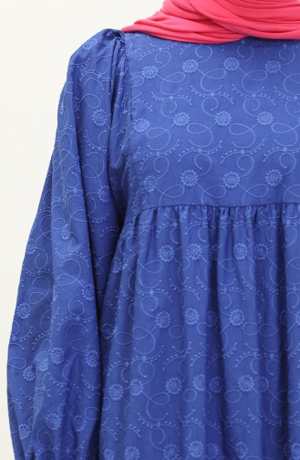 Robe Brodée Manches élastiques 24Y8986-03 Bleu Roi 24Y8986-03