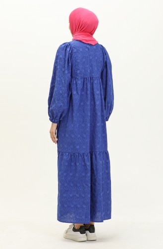 Robe Brodée Manches élastiques 24Y8986-03 Bleu Roi 24Y8986-03