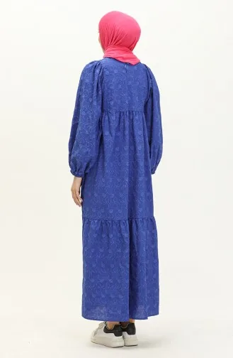 Robe Brodée Manches élastiques 24Y8986-03 Bleu Roi 24Y8986-03