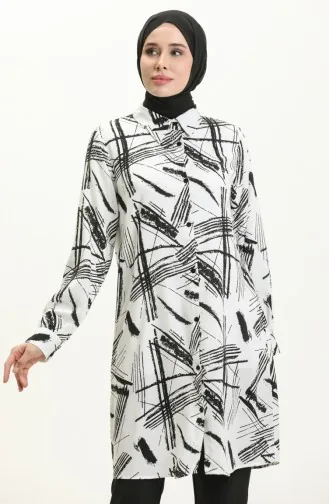 Patterned Tunic 24Y8920B-01 White 24Y8920-B01