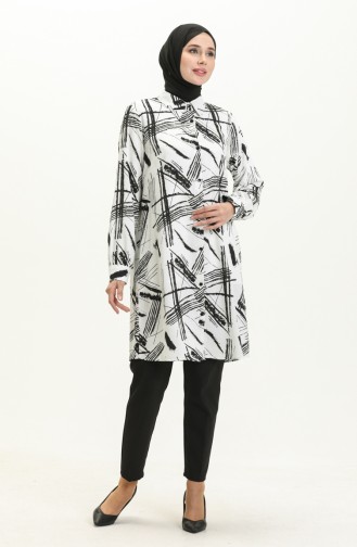 Patterned Tunic 24Y8920B-01 White 24Y8920-B01