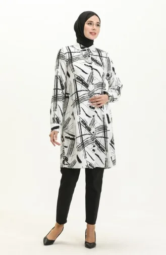 Patterned Tunic 24Y8920B-01 White 24Y8920-B01