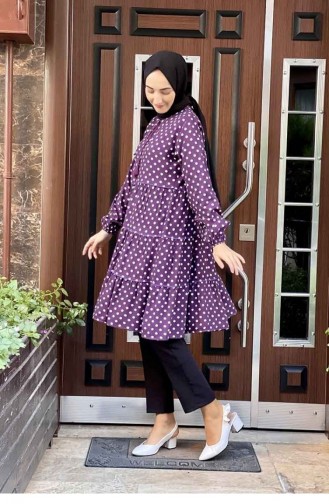 Puantiyeli Tunik Mor
