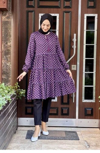 Puantiyeli Tunik Mor