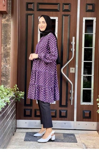 Puantiyeli Tunik Mor