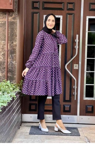 Puantiyeli Tunik Mor