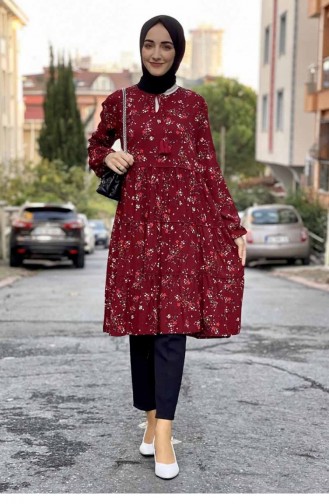 Desenli Tunik Bordo