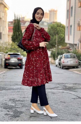 Desenli Tunik Bordo