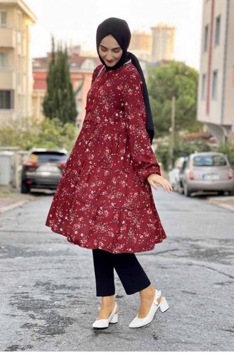 Desenli Tunik Bordo