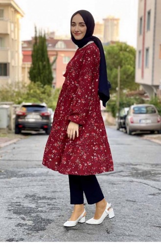 Desenli Tunik Bordo