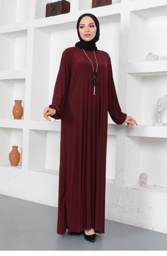 Piliseli Sandy Elbise Bordo
