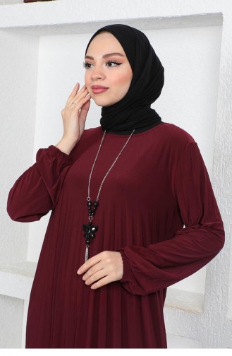 Piliseli Sandy Elbise Bordo