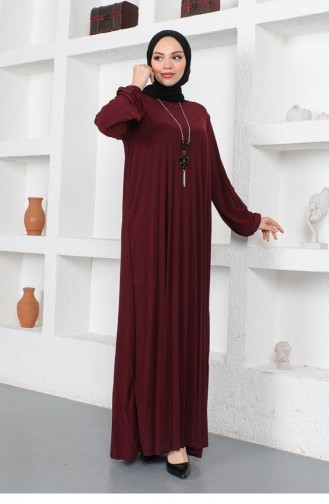 Piliseli Sandy Elbise Bordo