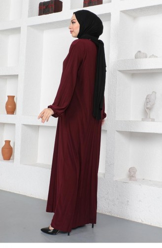 Piliseli Sandy Elbise Bordo