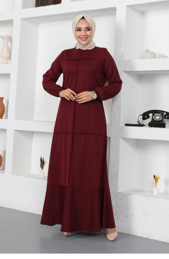 Dikiş Detaylı Elbise Bordo
