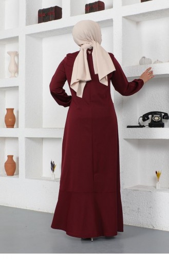 Dikiş Detaylı Elbise Bordo