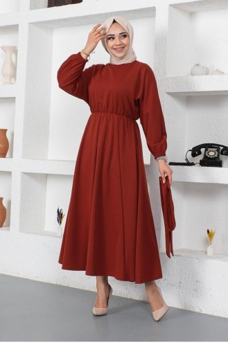 Brick Red Hijab Dress 2051MG.KRT