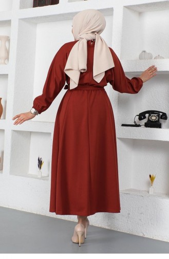 Brick Red Hijab Dress 2051MG.KRT