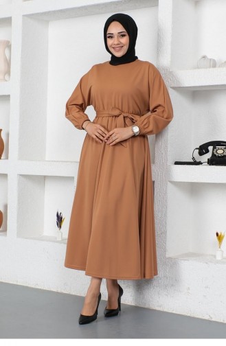 Tan Hijab Dress 2051MG.TAB