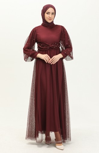 Claret red İslamitische Avondjurk 14366