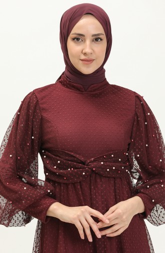 Weinrot Hijab-Abendkleider 14366