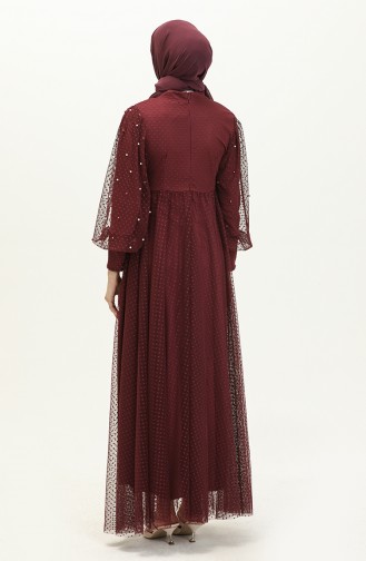 Weinrot Hijab-Abendkleider 14366