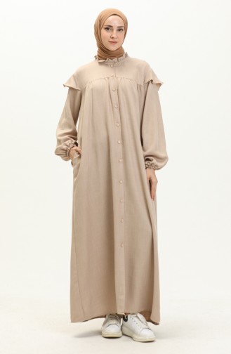 Abaya aus Baumwolle mit Rüschen 24Y8921-02 Nerz 24Y8921-02