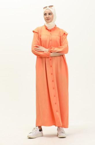 Abaya aus Baumwolle mit Rüschen 24Y8921-03 Orange 24Y8921-03