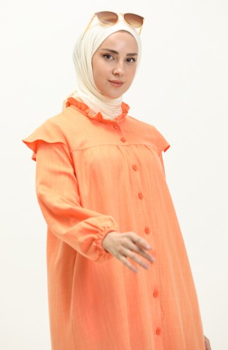 Abaya aus Baumwolle mit Rüschen 24Y8921-03 Orange 24Y8921-03