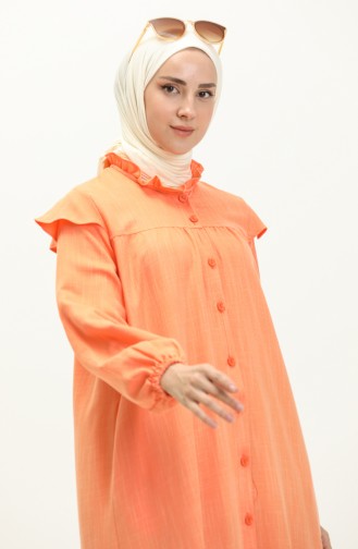 Cotton Ruffled Abaya 24Y8921-03 Orange 24Y8921-03