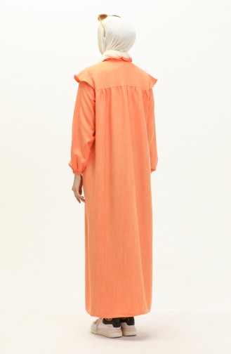 Abaya aus Baumwolle mit Rüschen 24Y8921-03 Orange 24Y8921-03