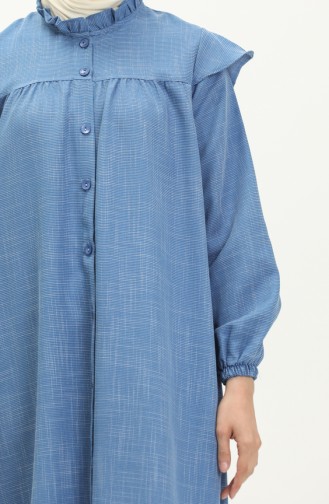 Abaya aus Baumwolle mit Rüschen 24Y8921-04 Blau 24Y8921-04